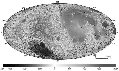 карта с самой высокой разрешающей способностью, с наиболее точными данными поверхности всей Луны.